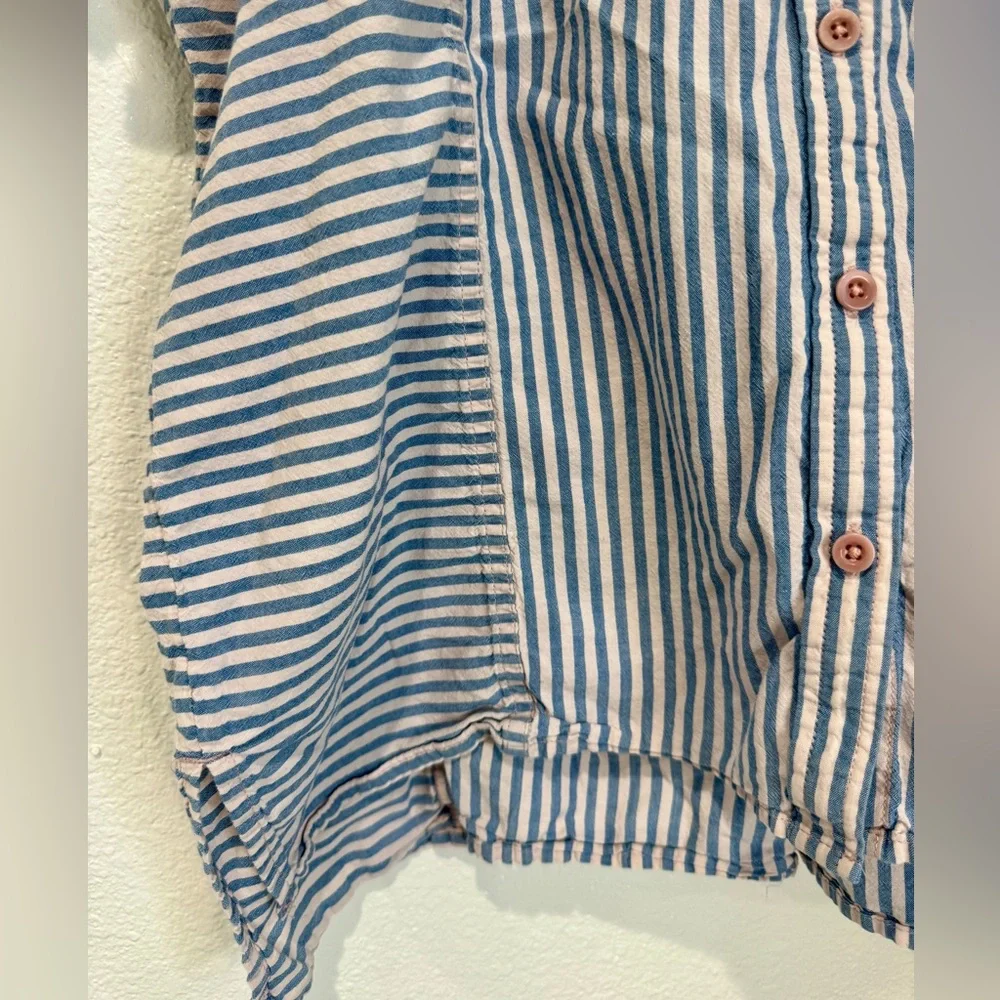 Madewell Blue & White Vertical Stripe Relaxed Button-Down - Picture 3 of 7